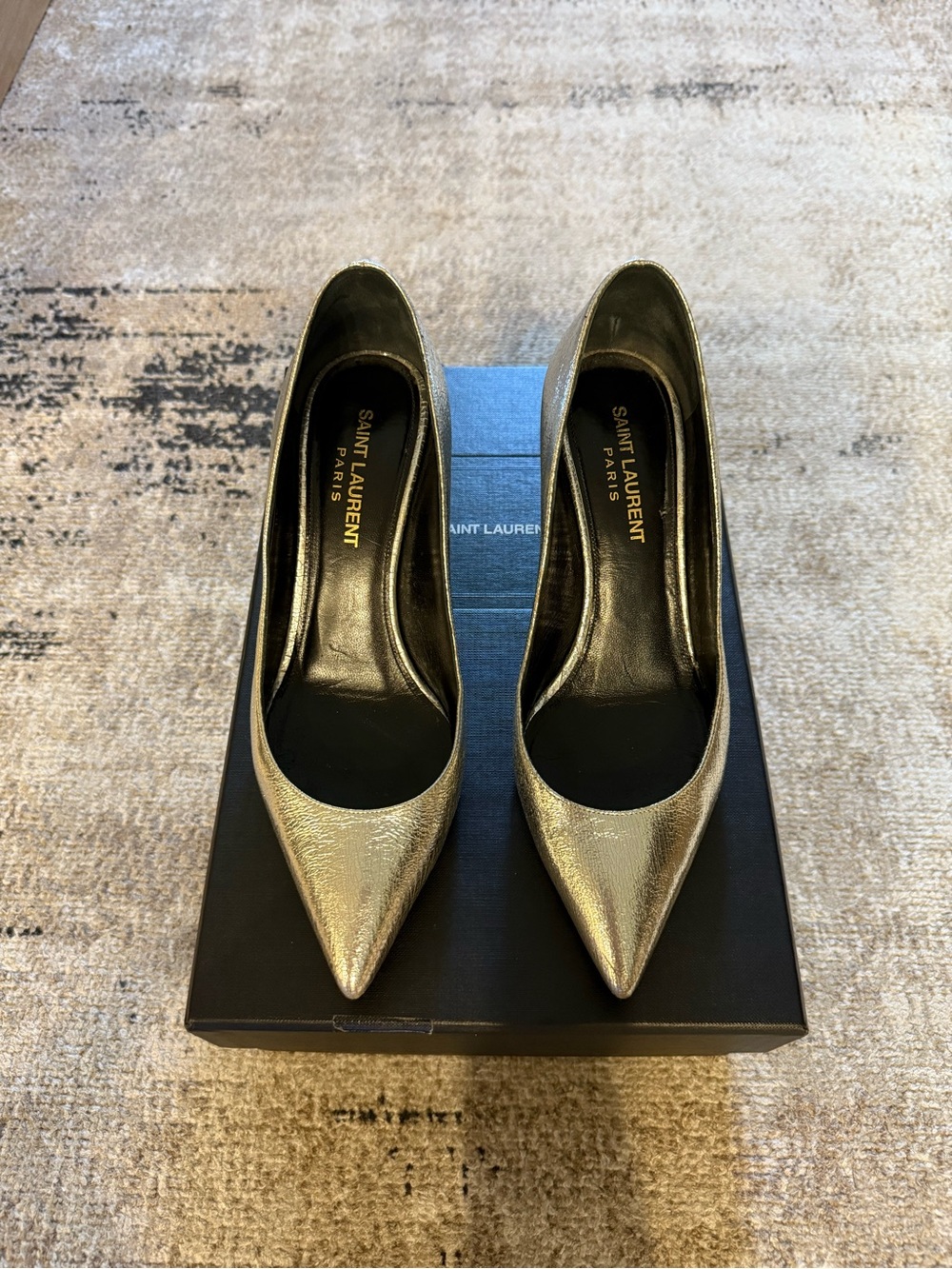 Saint Laurent Metallic Silver Pointed Toe Pumps for Women